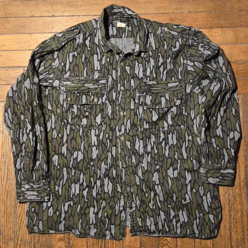 VTG World Famous Tree Bark Camo Buttom Down Shirt XXL